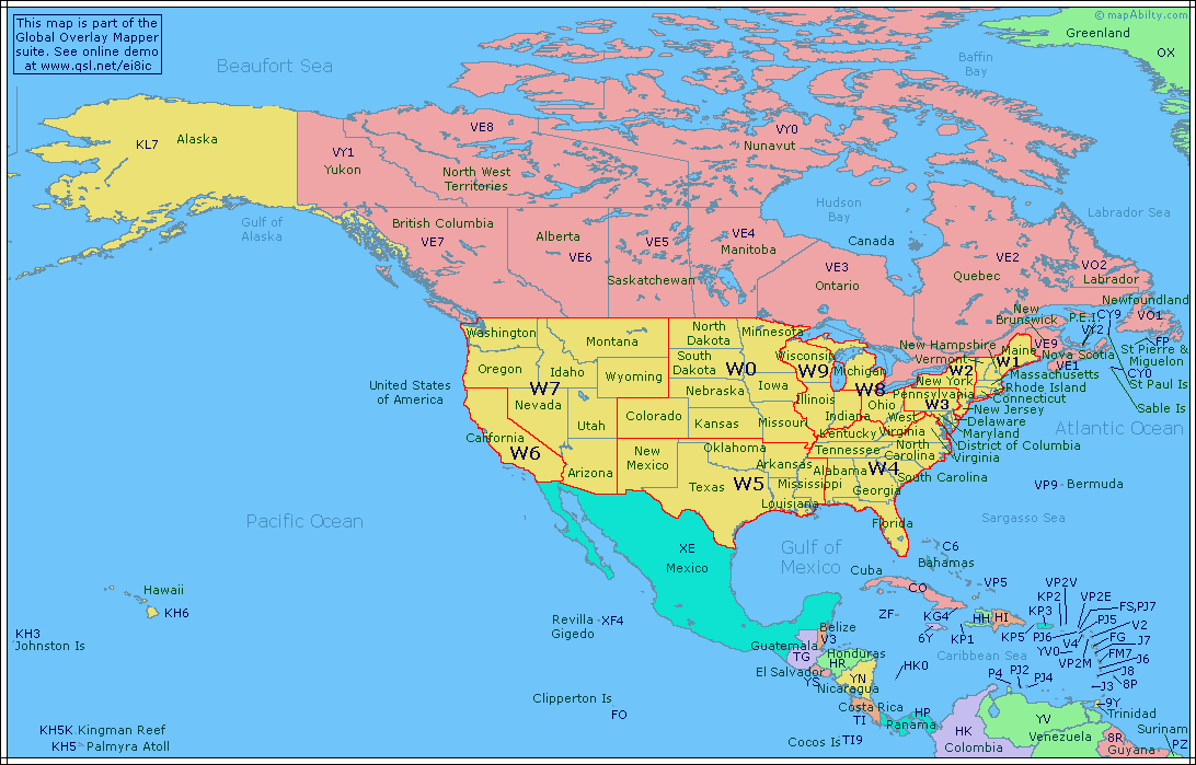 Mapa de Prefijos de Norte America